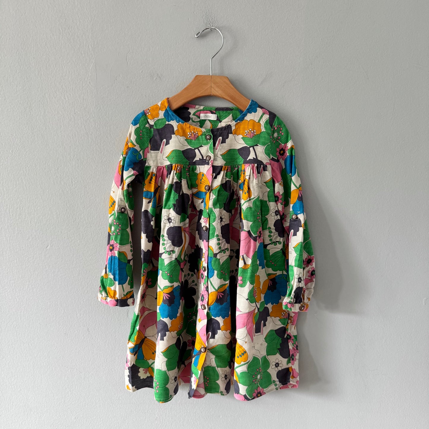 Next / Floral x rabbit long sleeve dress / 4-5Y