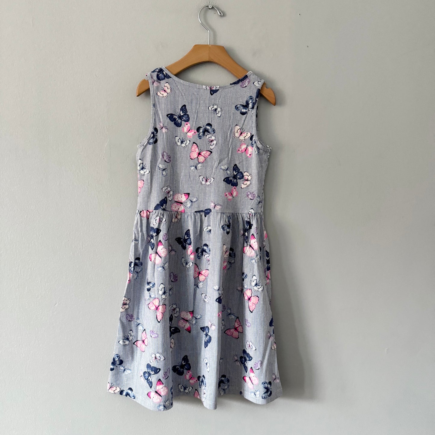 H&M / Navy butterfly tank dress / 8-10Y