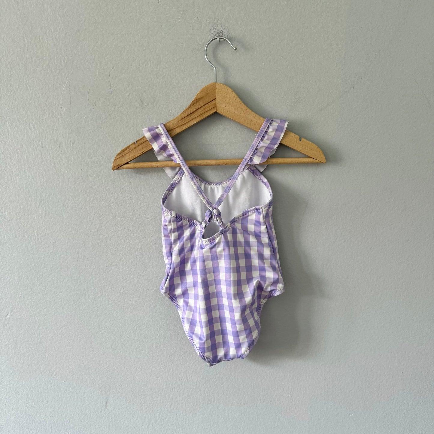 Zara / Purple/white gingham bathing suit / 6-12M