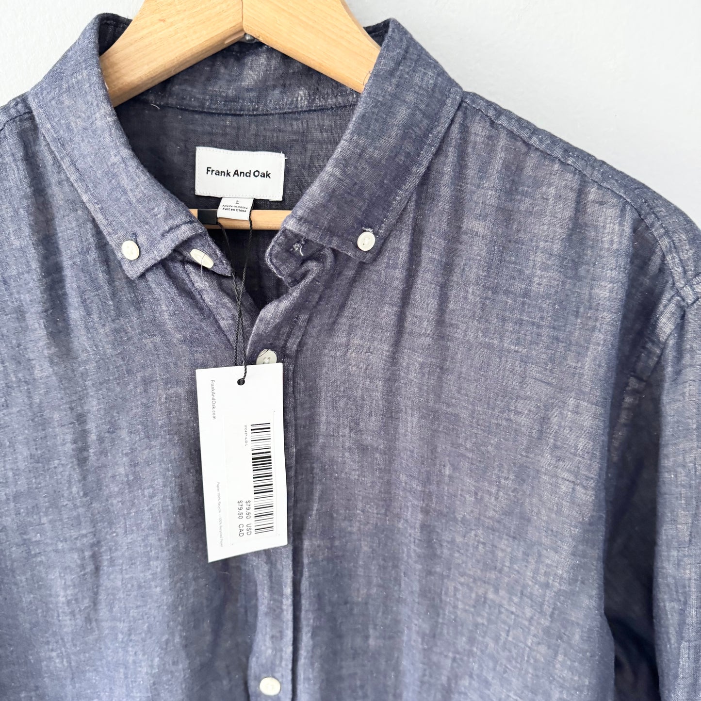 Frank & Oak / Chemise en gaze bleu marine / Hommes L - Neuve avec étiquette