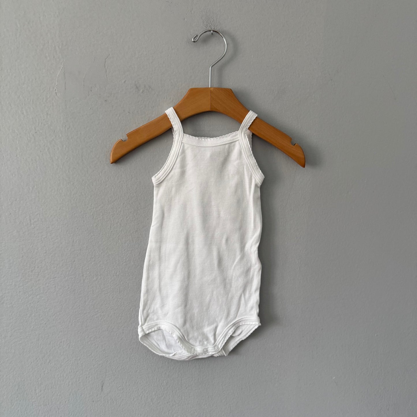 Petit Bateau / White cami onesie / 12M