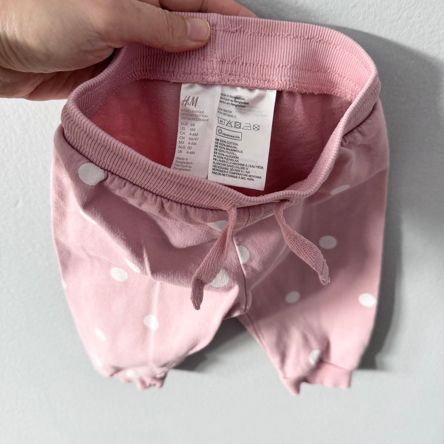 H&M / Pink x dots crew set	/ 4-6M