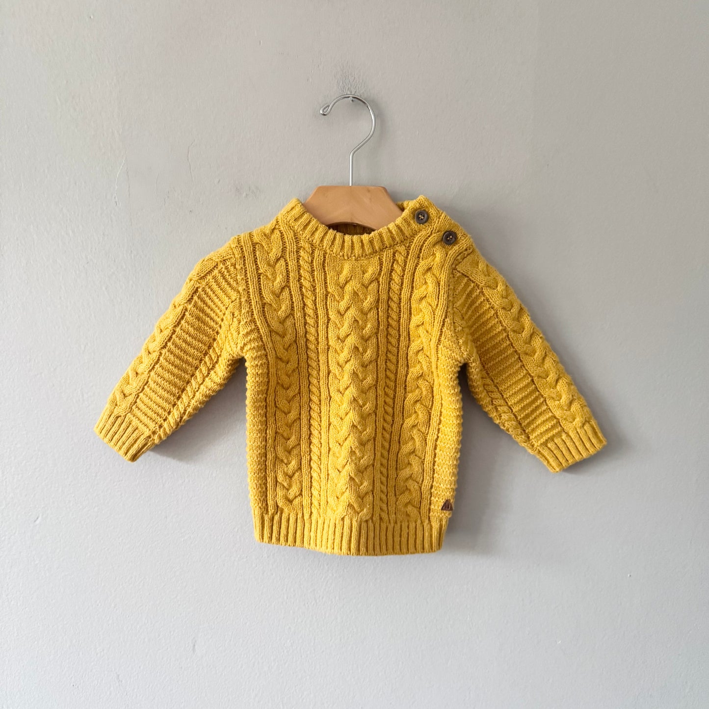 Next / Yellow cable knit pullover	/ 6-9M