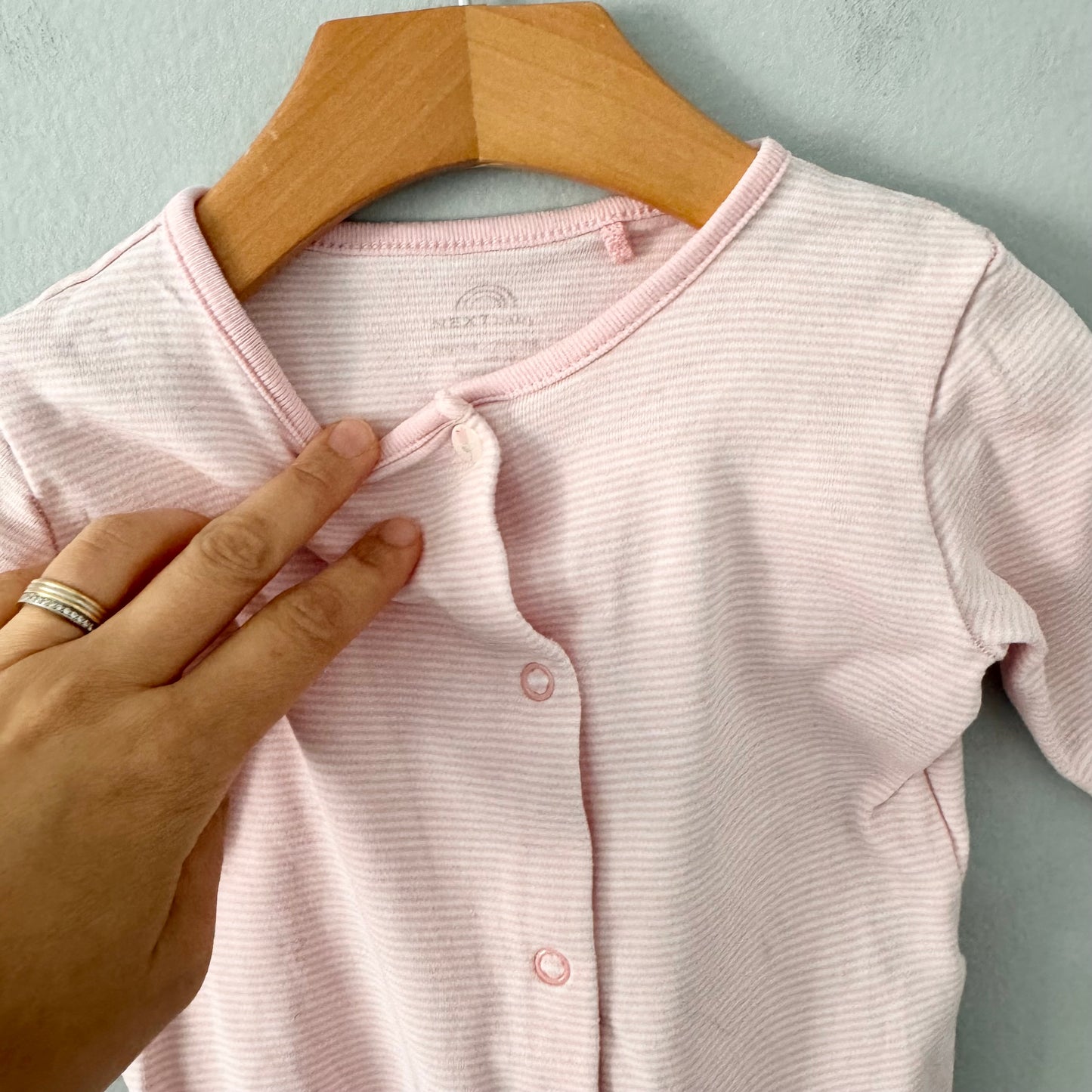 Next / Pink stripe romper / 3-6M