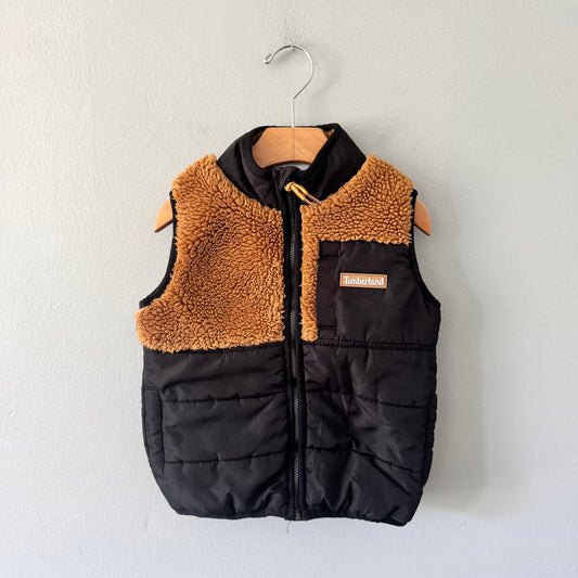 Timberland / Sherpa brown black puffer vest / 3T