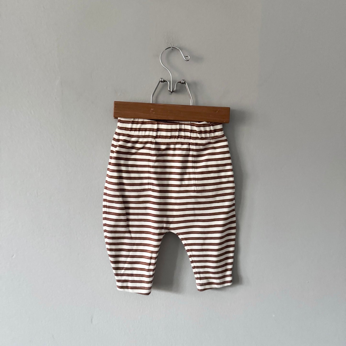 BR Baby	/ White brown stripe cotton pants / 6-12M