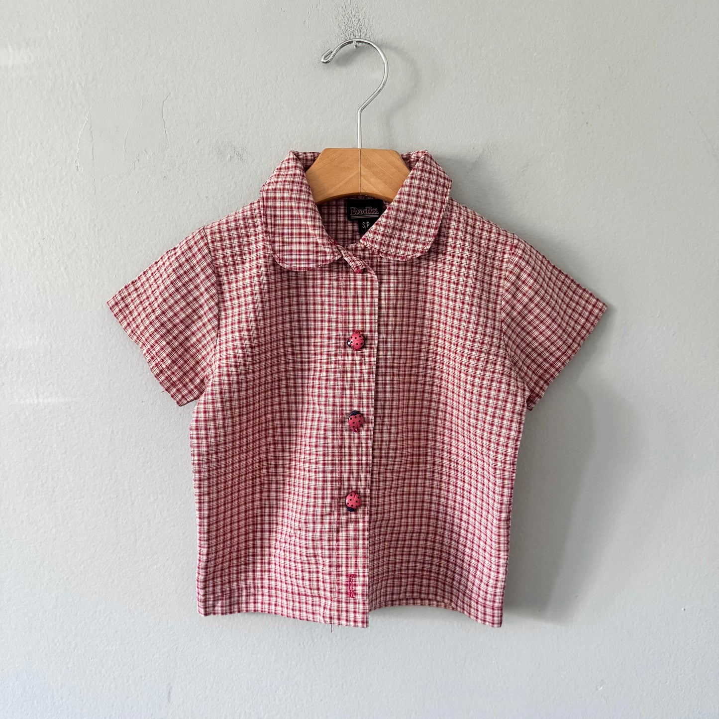 Vintage Robin / Red checked shirt / 3Y