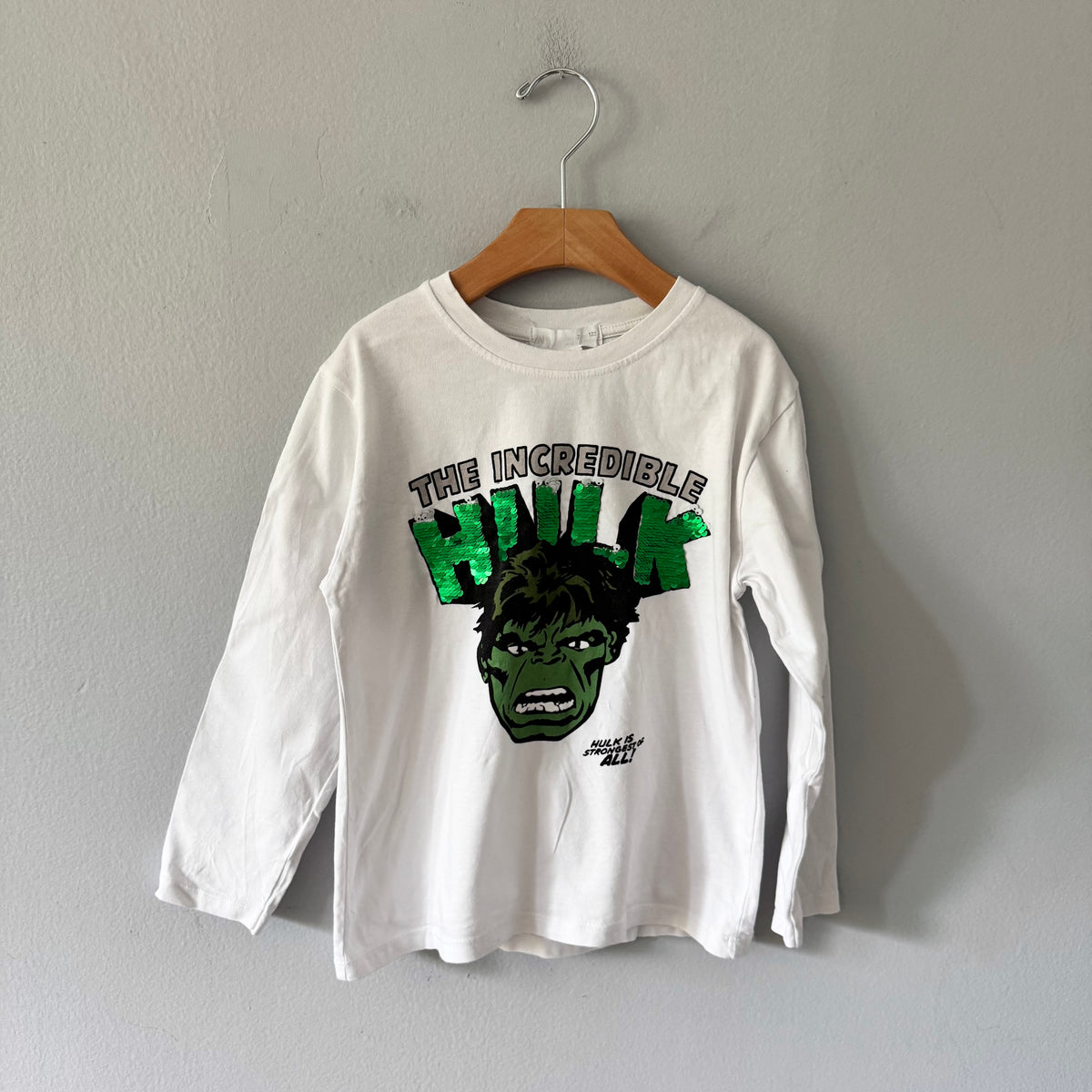 Zara x Marvel / Hulk sequin long sleeve top / 7Y