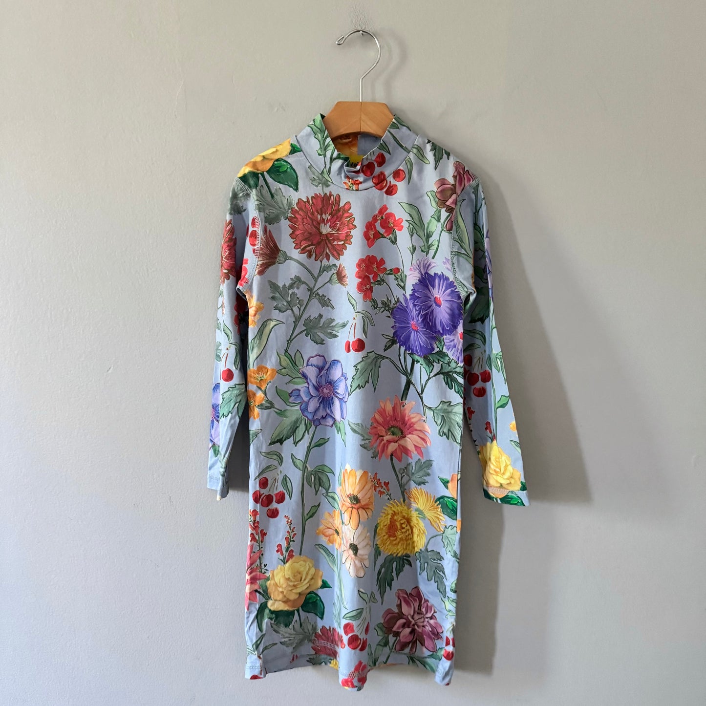 Maison Mangostan / Blue x floral dress / 6Y