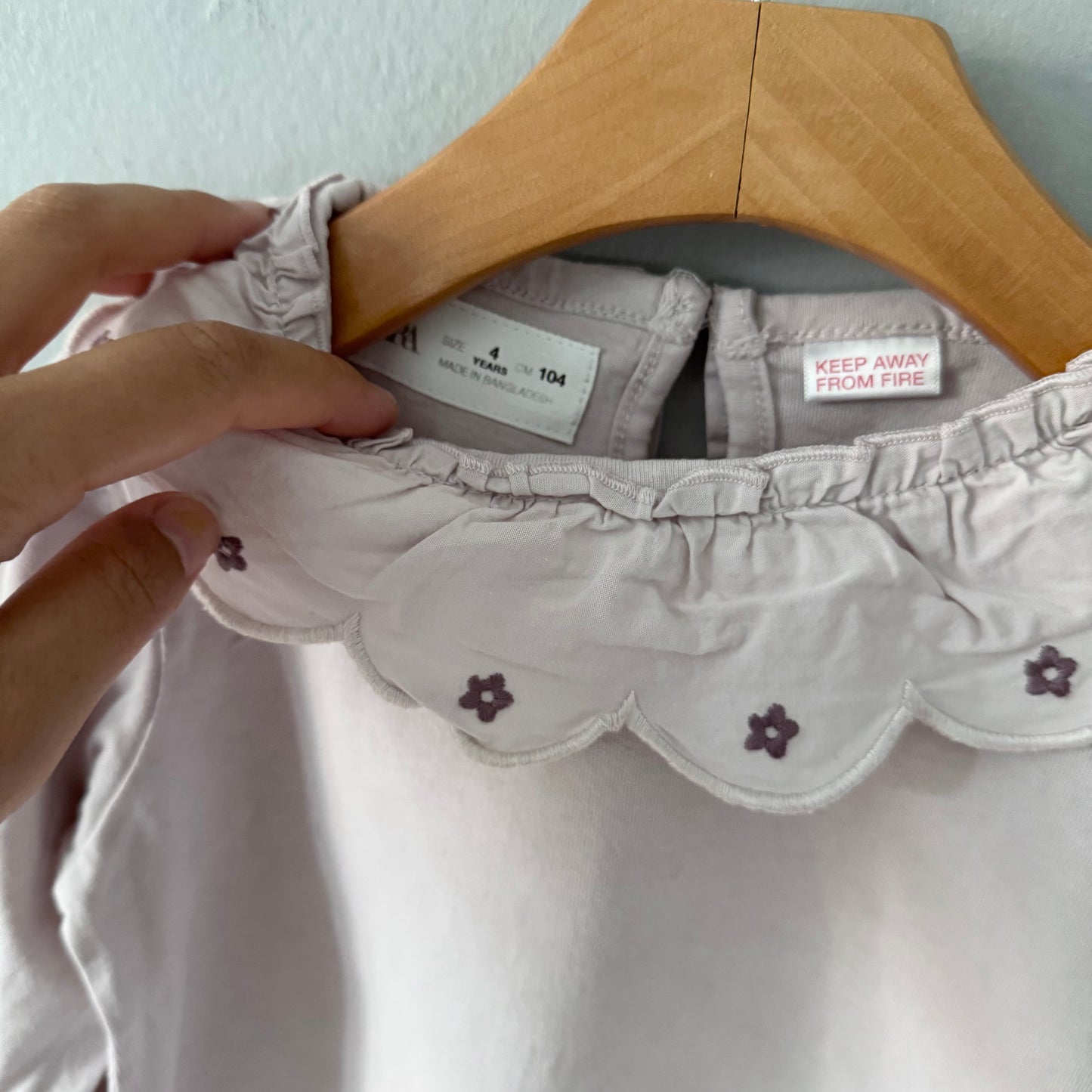 Zara / Light pink long sleeve with collar / 4Y