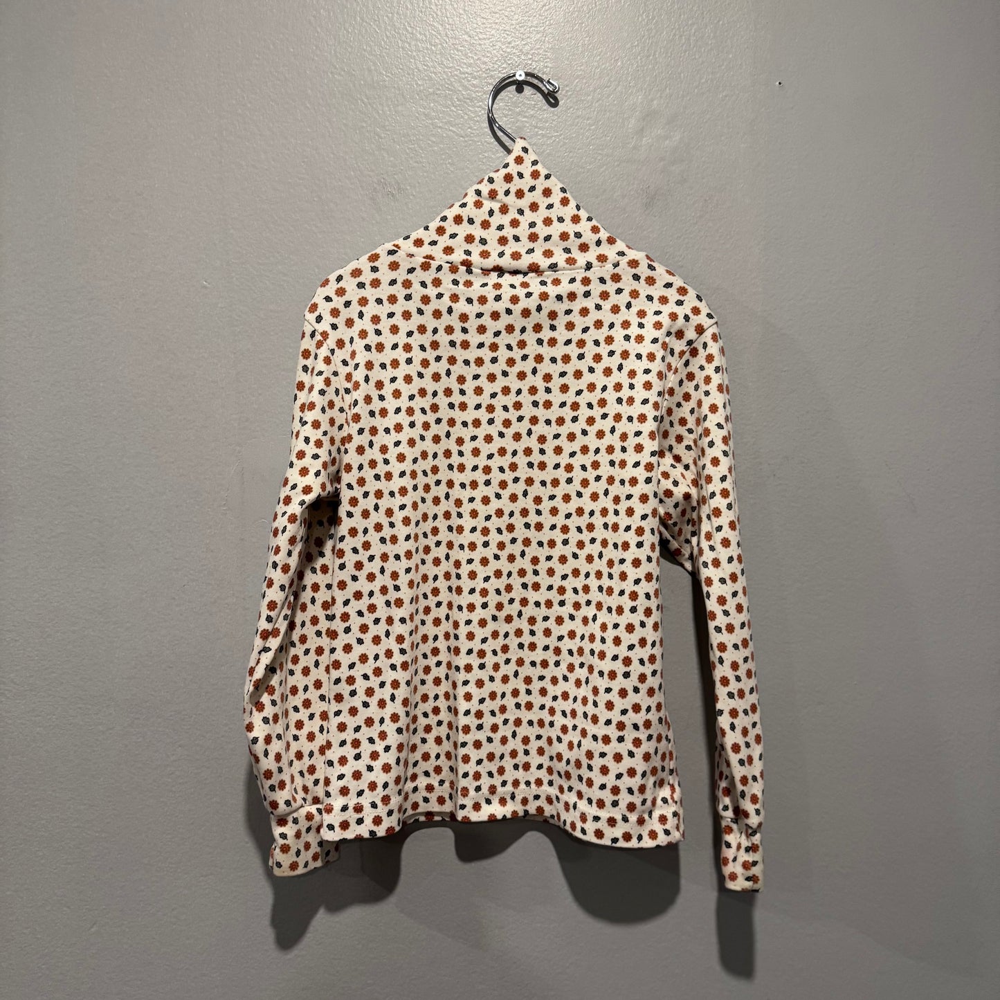 Land's end / White x flower leaf turtle neck top / 5-6Y