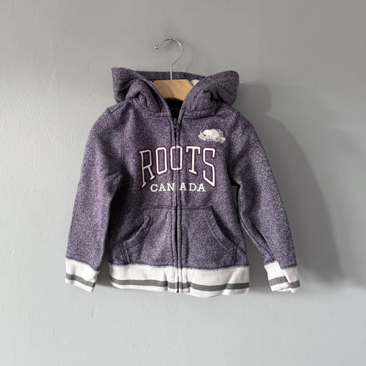 Roots / Purple salt and pepper zip up hoodie / 4T