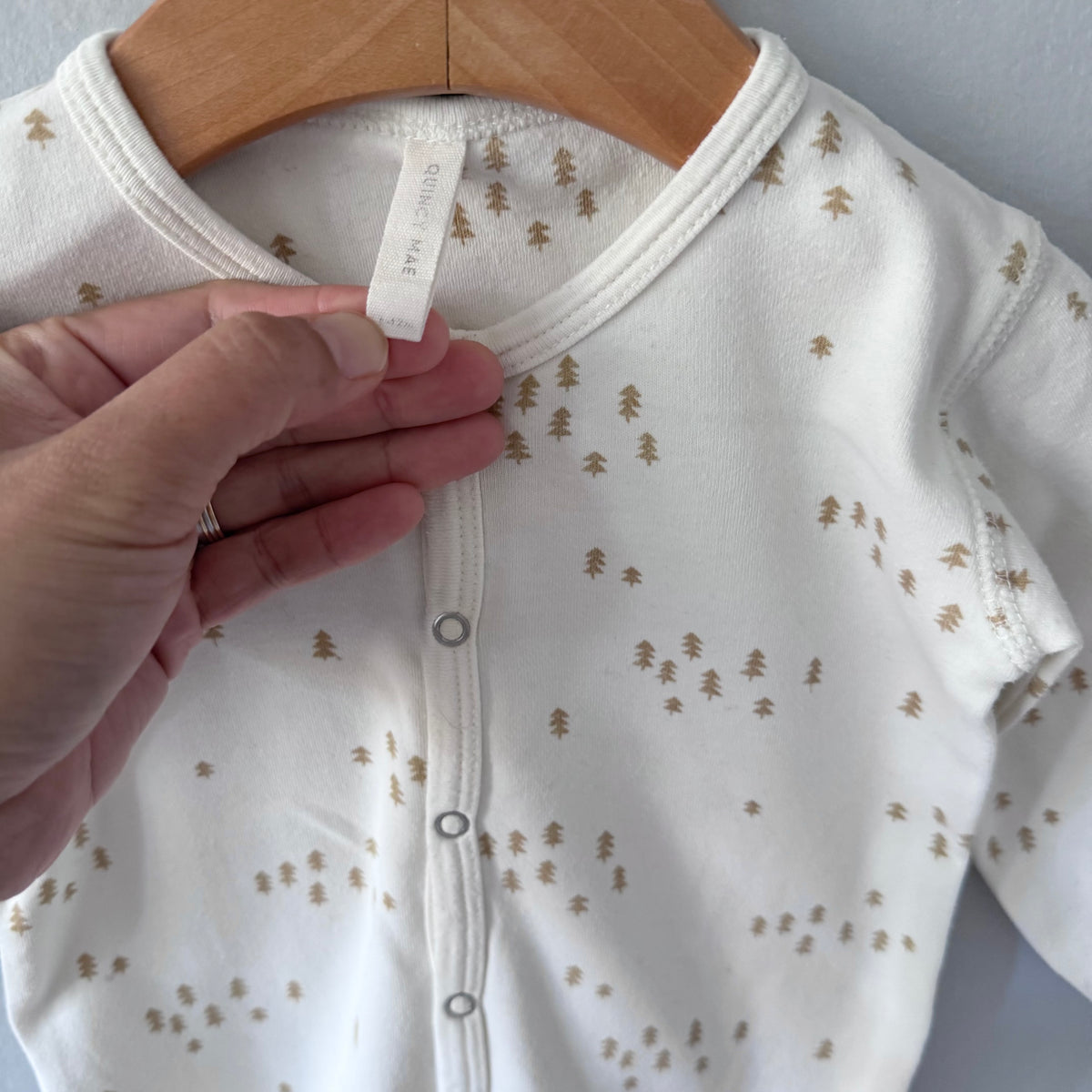 Quincy Mae / White x brown fur tree romper / 6-12M