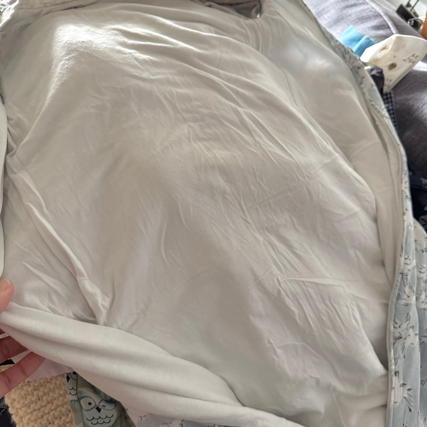 Nest / Sleep sack - light blue x owl 1.0tog / 6-18M