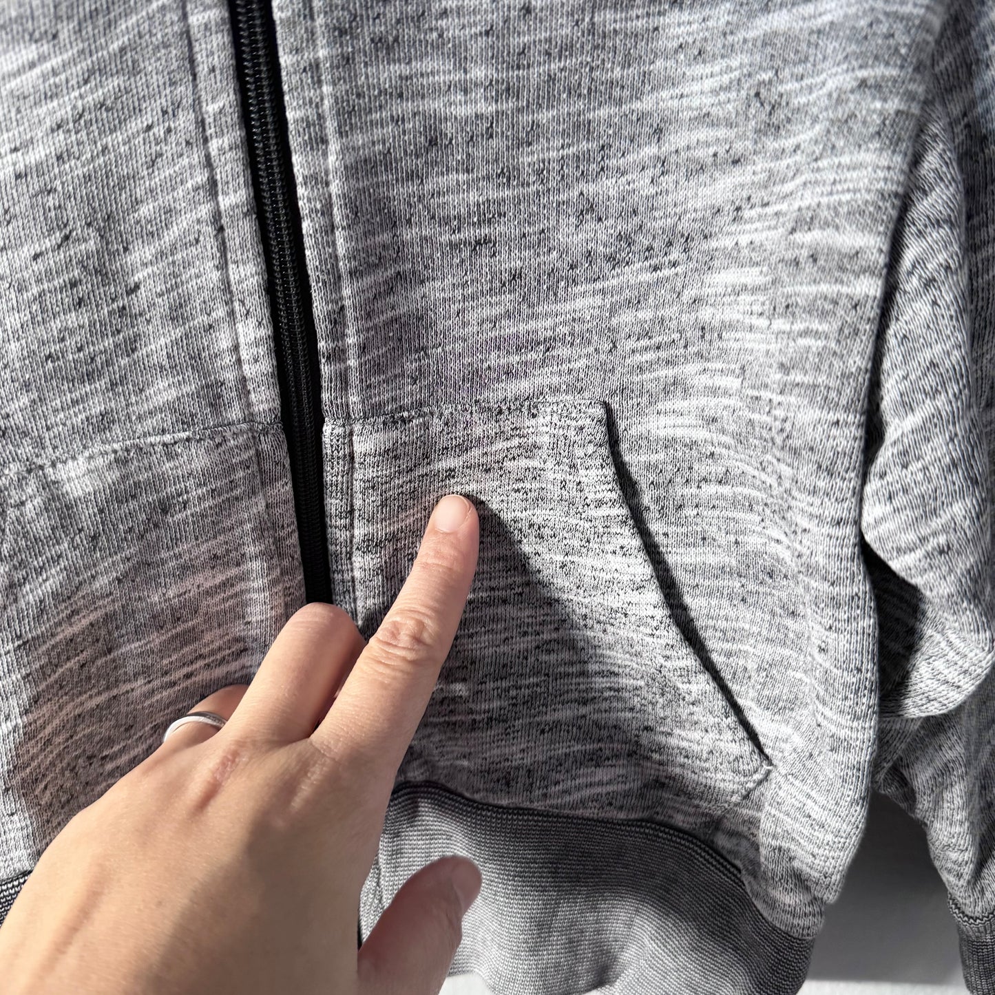 Mini mioche / Salt and pepper zip up hoodie / 1-2Y