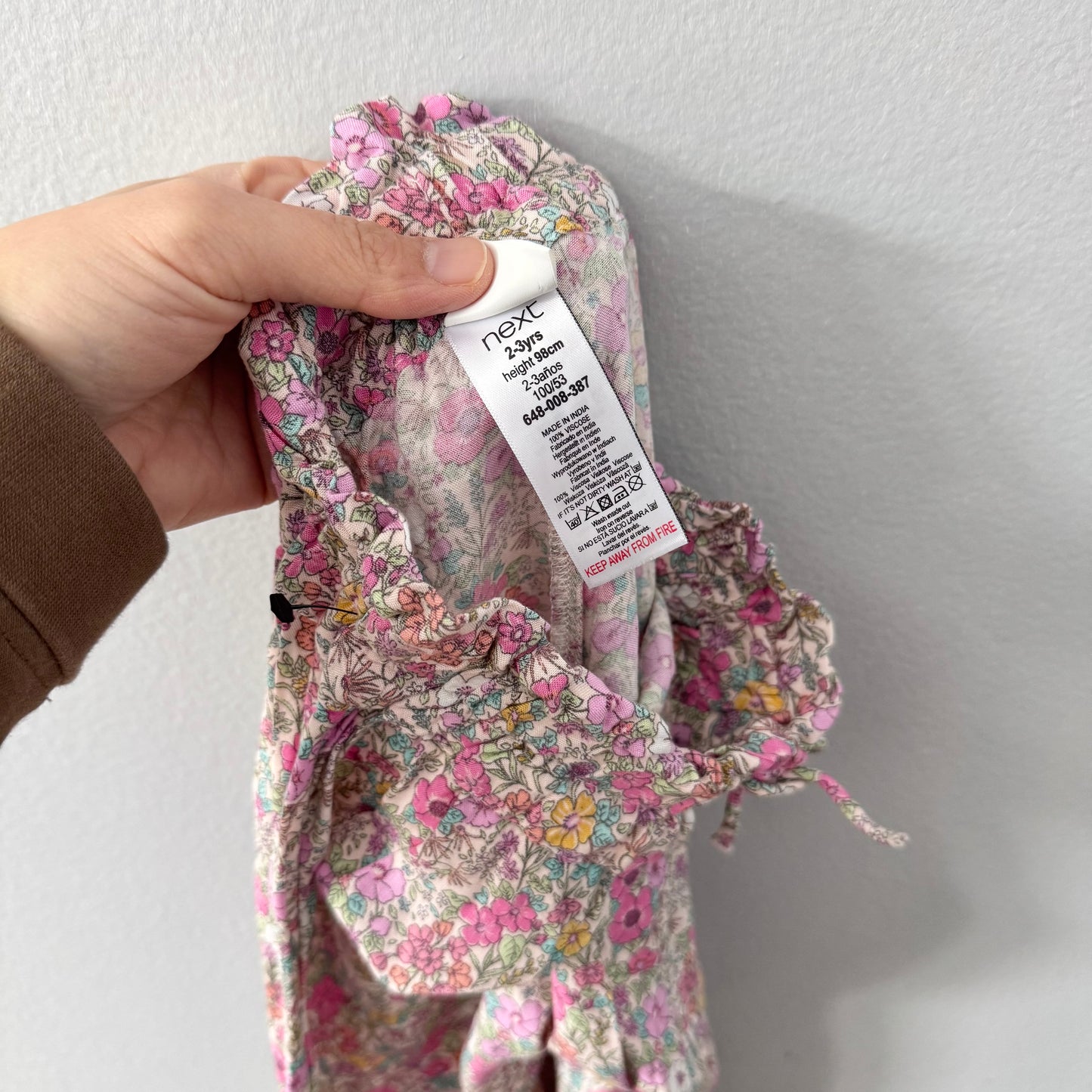Next / Pink floral viscose pants / 2-3Y