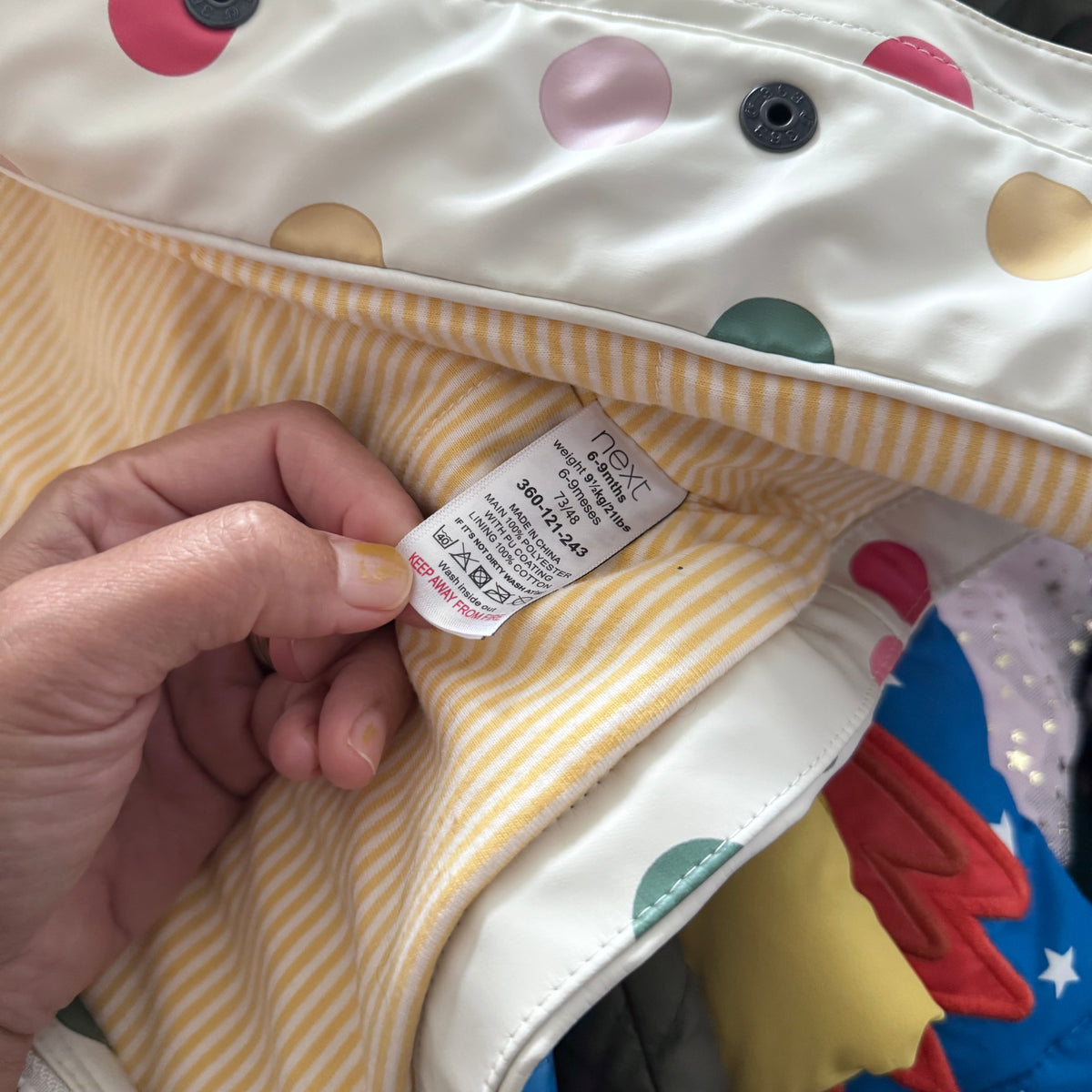 Next / White x dots rain jacket / 6-9M