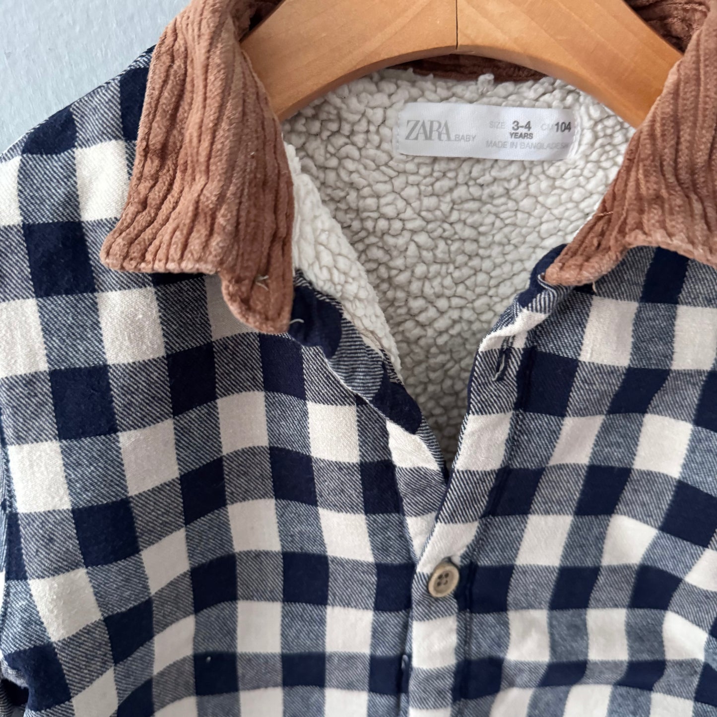 Zara / Sherpa lined flannel jacket / 3-4Y