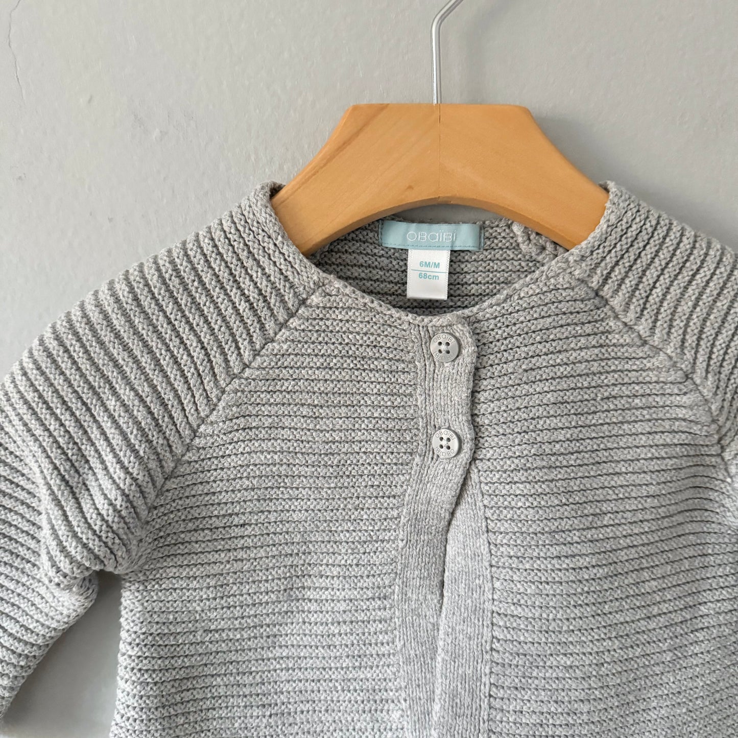 Obaibi / Light grey cotton cardigan / 6M