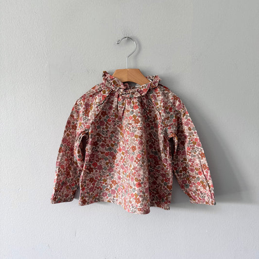 H&M / Brown floral blouse / 2-3Y