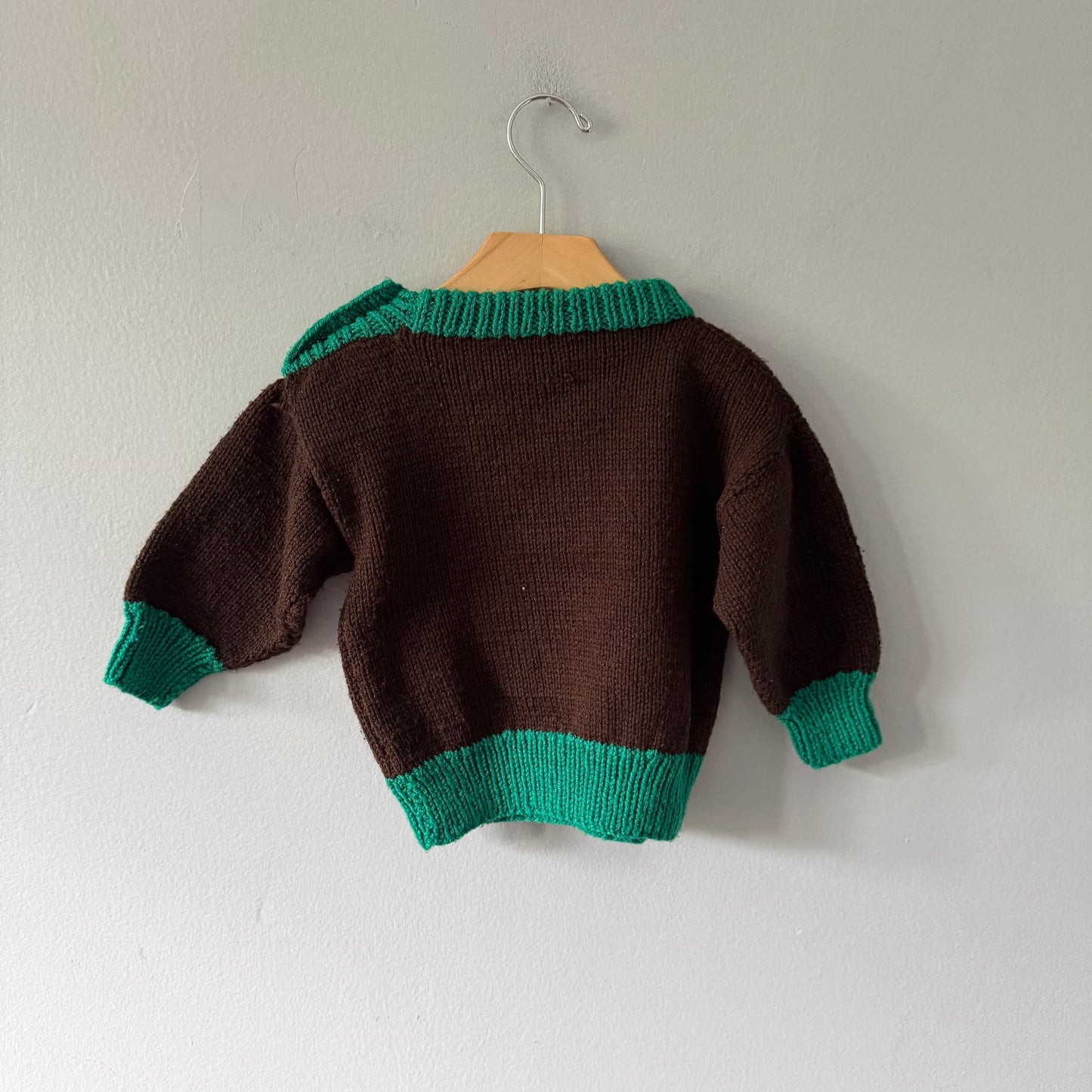 Handmade / Brown x frog knit pullover / 2T