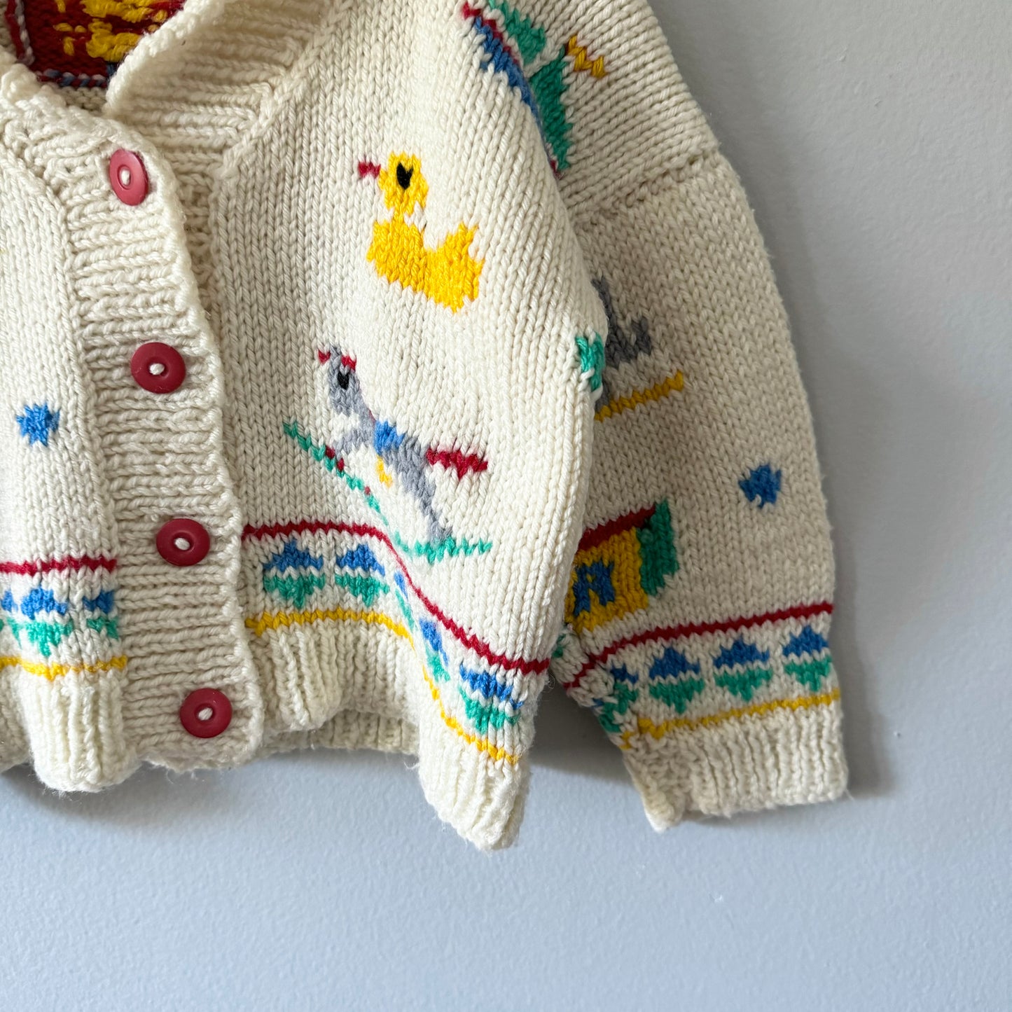 Handmade / White knit cardigan / 3-4Y