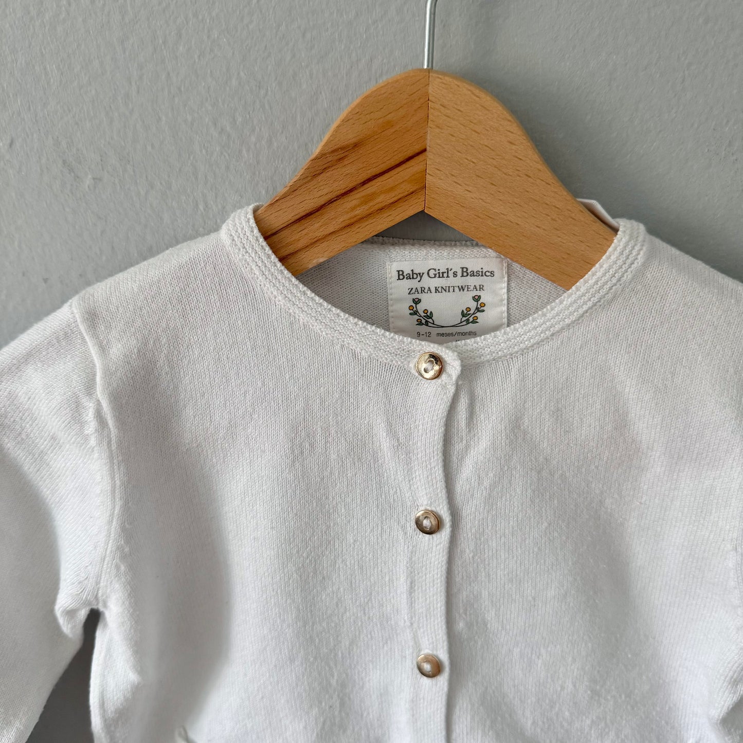 Zara / White cotton knit cardigan / 9-12M