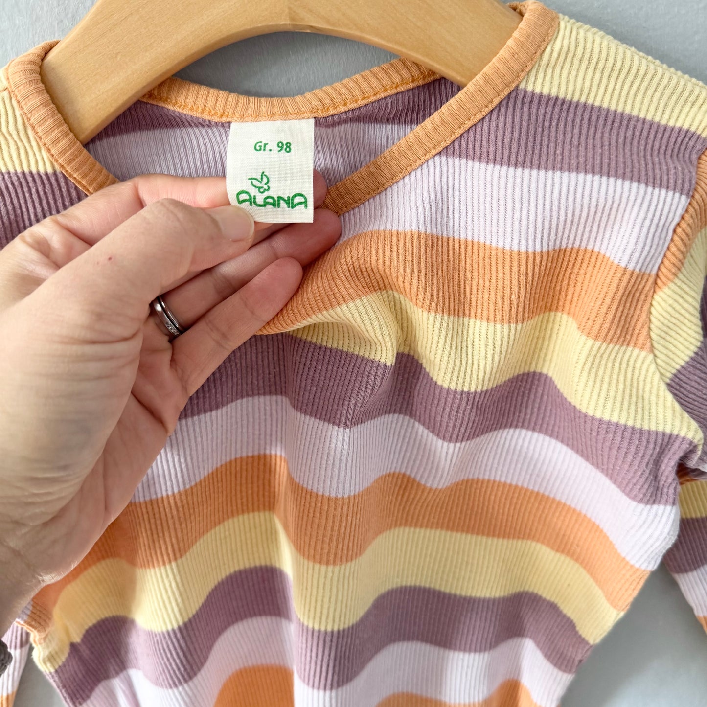 Alana / Orange purple stripe long sleeve / 98cm(3T)