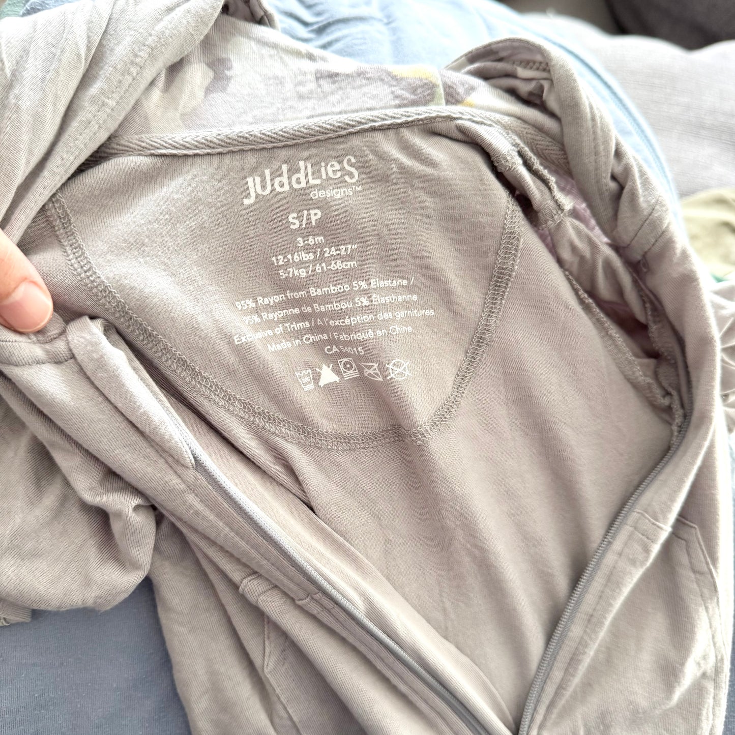 Juddlies / Grey bamboo rayon romper / 3-6M