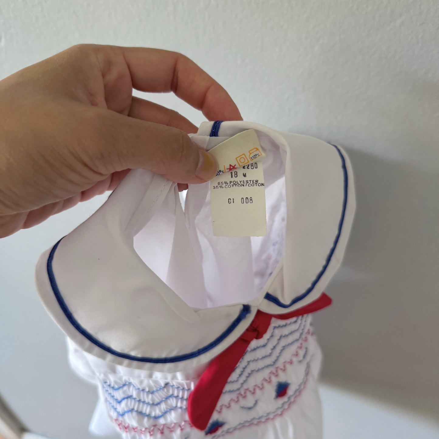Vintage / White blue blouse dress / 18M