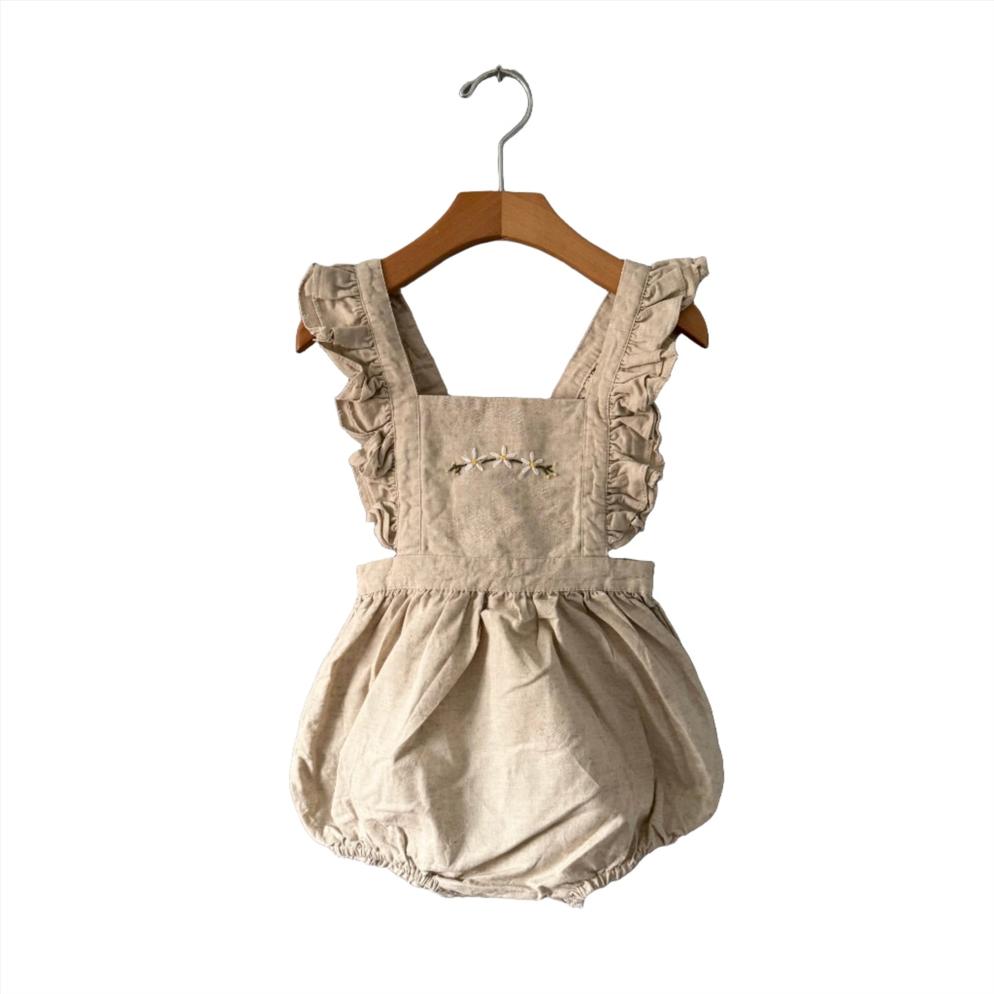 No brand / Beige ruffle tank bubble romper / 100cm(3-4Y)