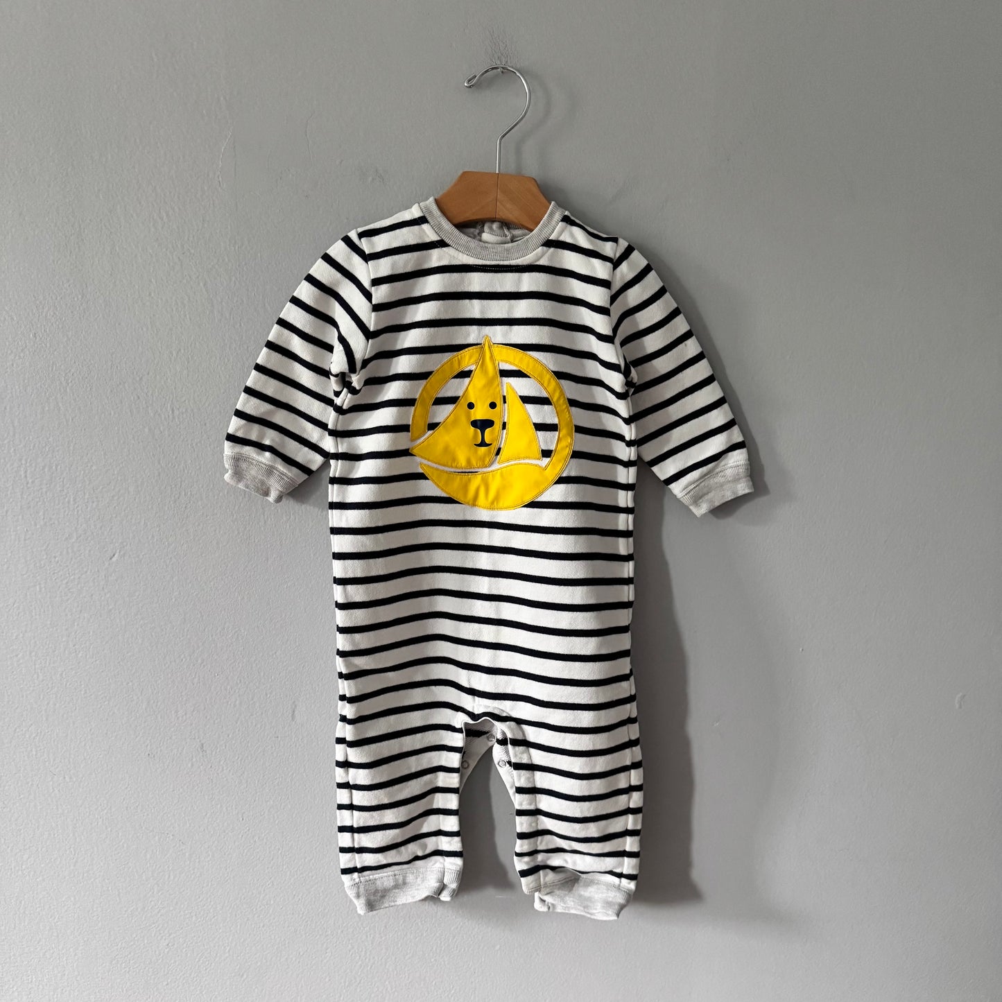 Petit bateau / Stripe x logo crew romper / 18M