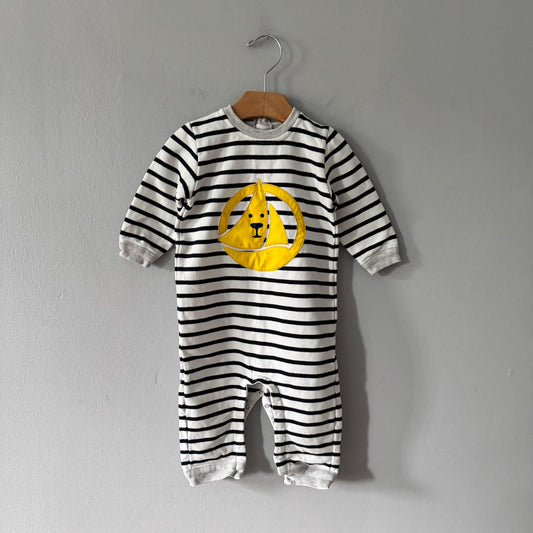 Petit Bateau / Combinaison à rayures avec logo / 18 mois