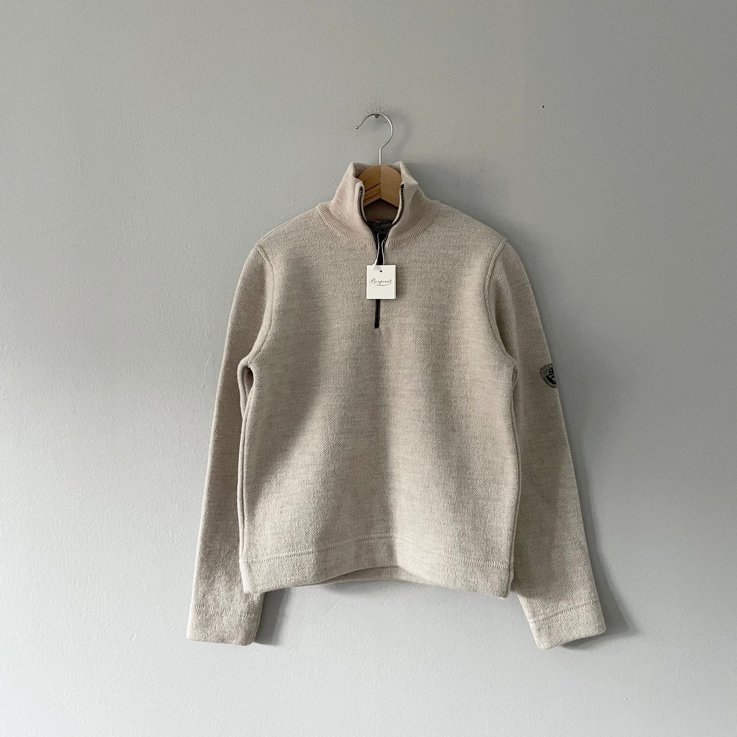 Bonpoint / Light grey half zip knit top / 8Y