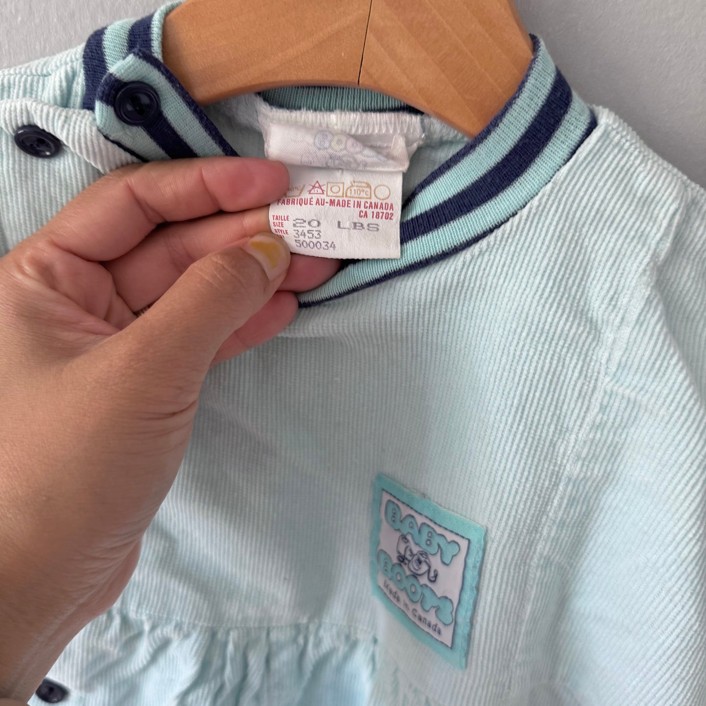 Vintage / Blue corduroy romper / 12M