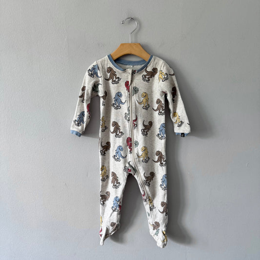 Deux Par Deux / Light grey x dinosaur romper / 12-18M