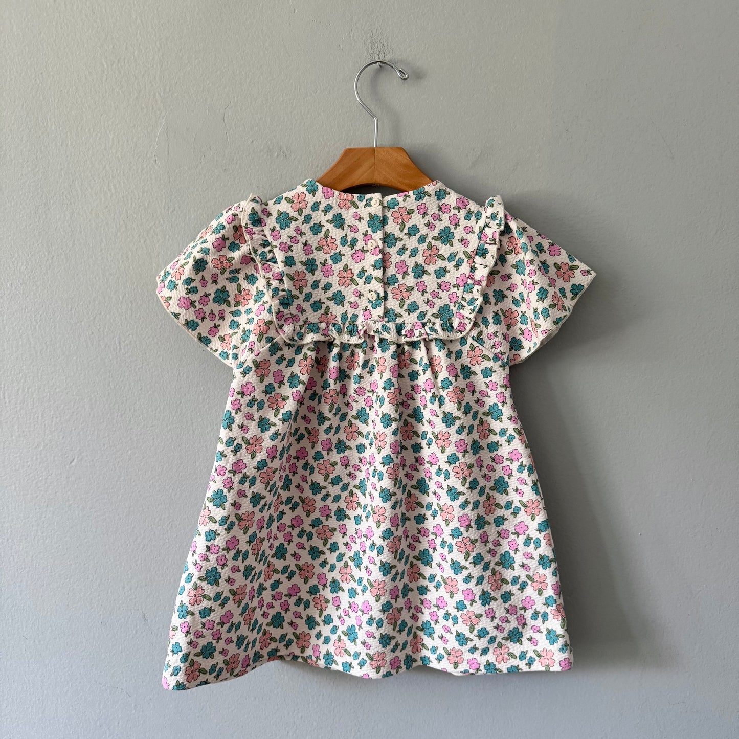 Zara / White x pink blue flower dress / 3Y
