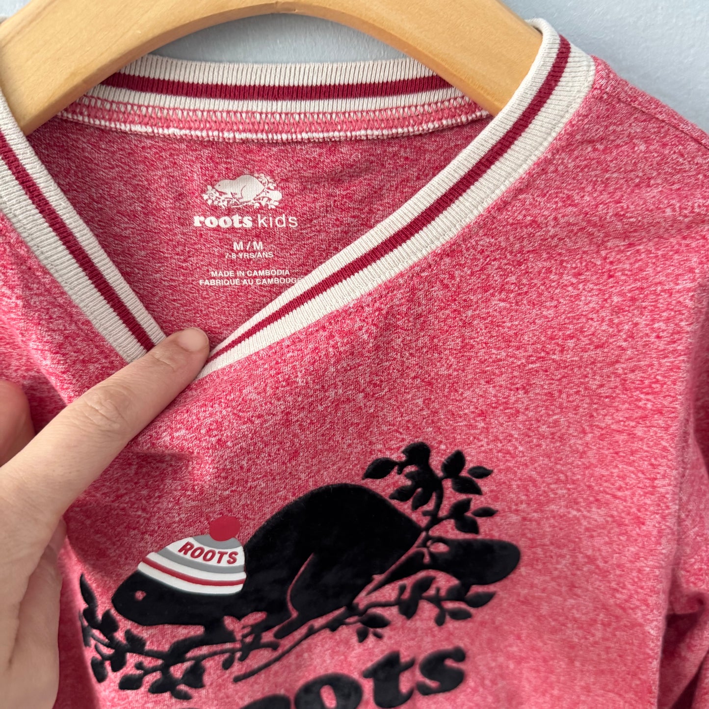 Roots / Red salt and pepper long sleeve / 7-8Y