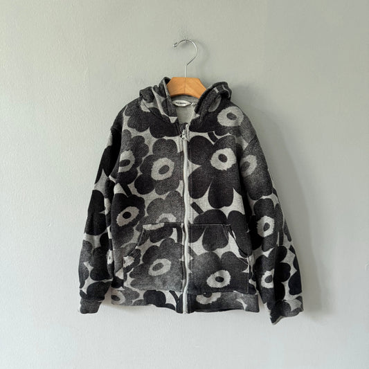 Marimekko / Grey floral zip up hoodie / 128-134(7-8Y)