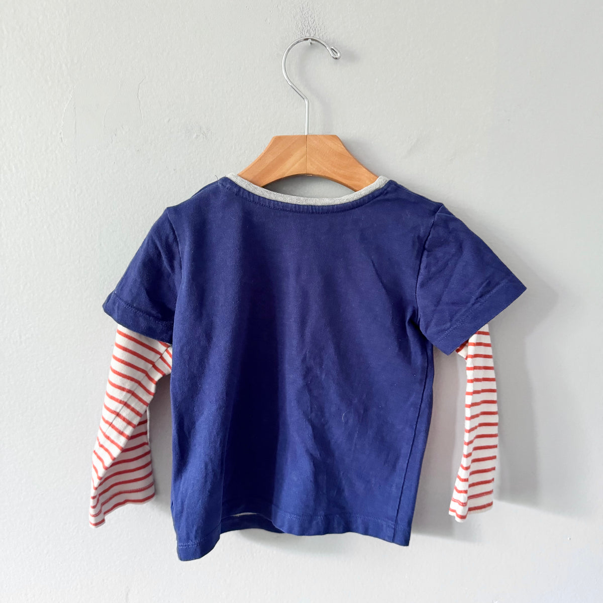 Mini Boden / Navy x pumpkin long sleeve T-shirt / 18-24M