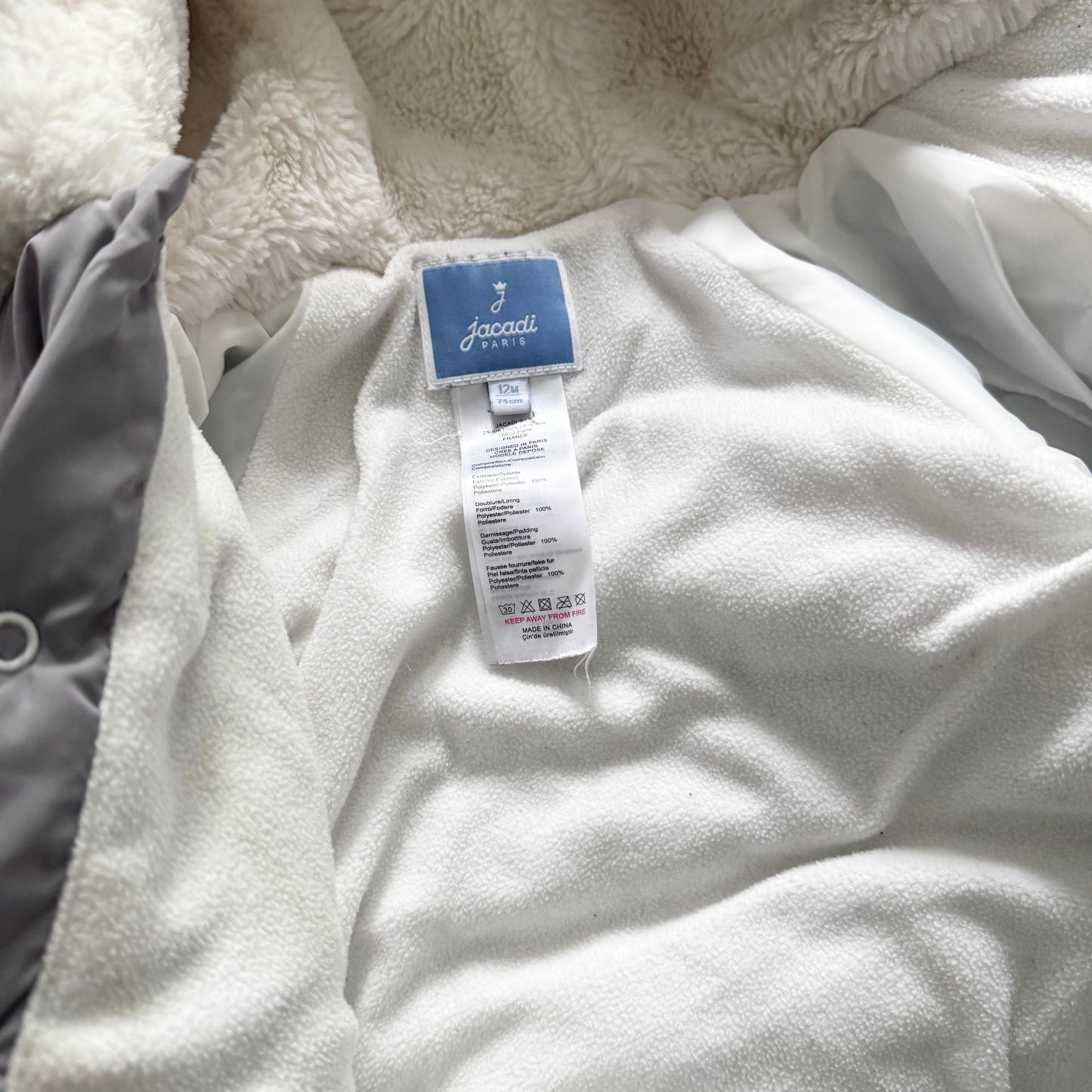 Jacadi / Grey puffer bunting suit / 12M