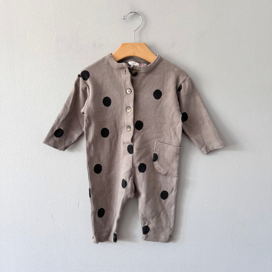 Zara / Grey dots ribbed romper / 9-12M