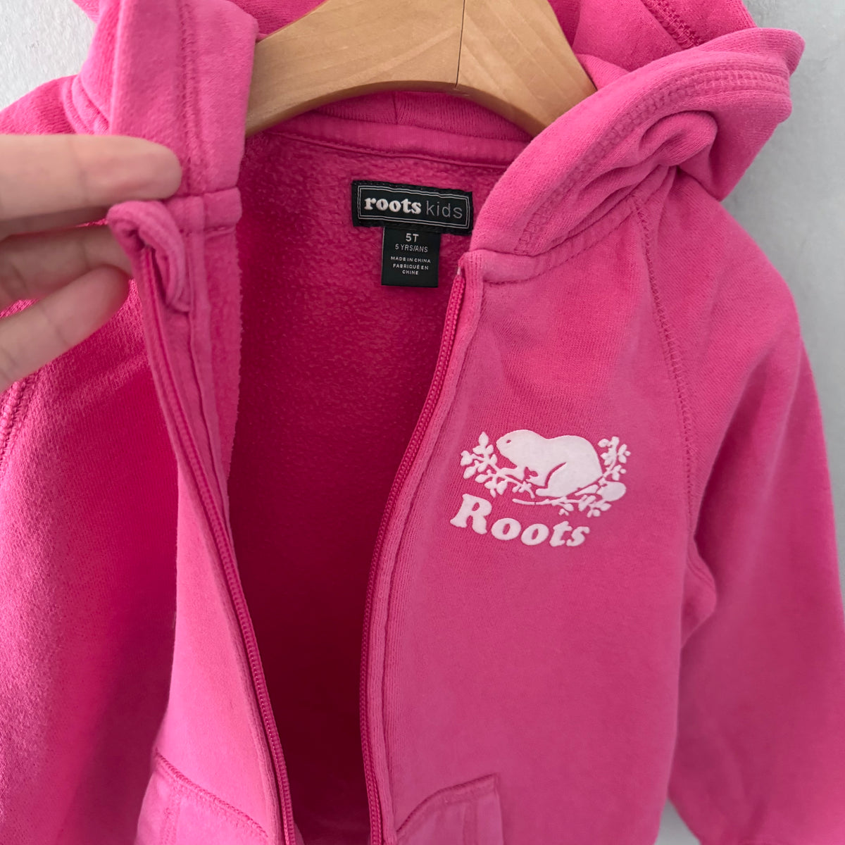 Roots / Pink zip up hoodie / 5T