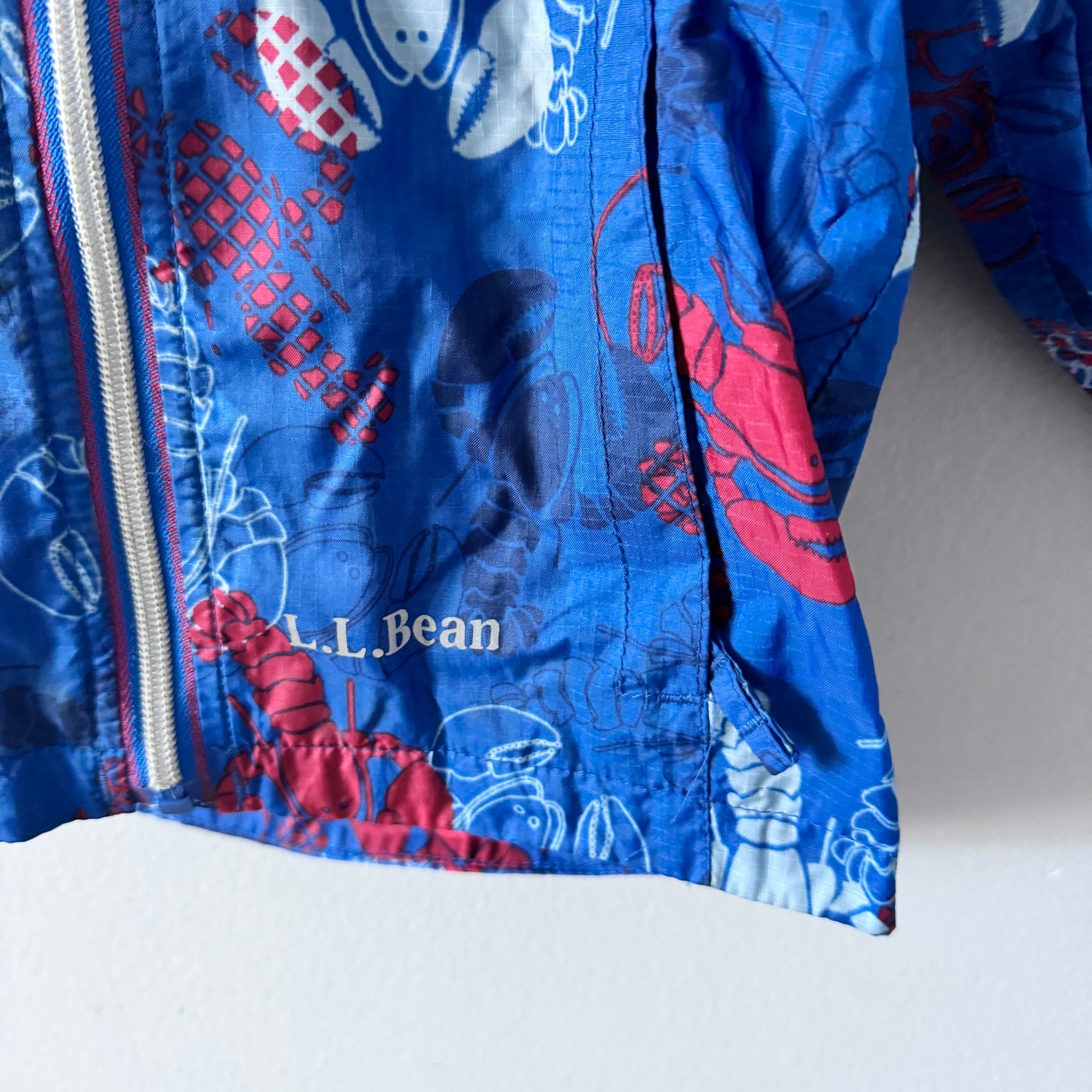 LL Bean / Blouson de pluie bleu motif homard / 3T