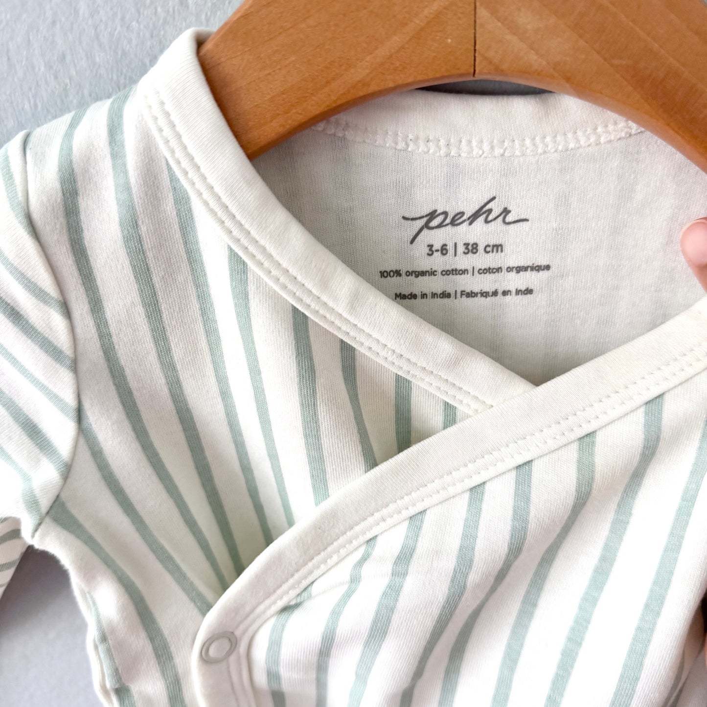 Pehr / White blue stripe onesie / 3-6M