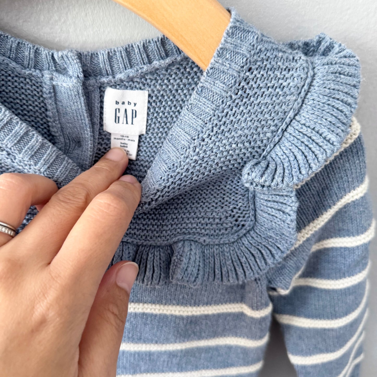 Gap / Blue cotton knit stripe dress / 12-18M