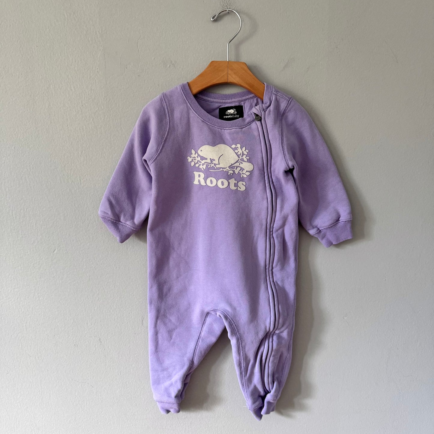 Roots / Light purple crew romper / 12-18M - 2 Available