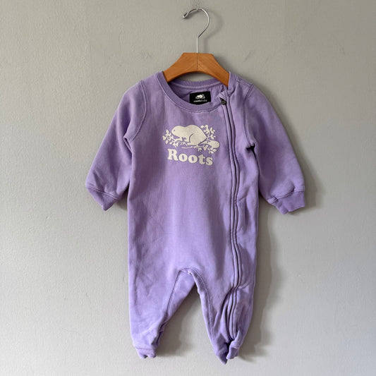 Roots / Light purple crew romper / 12-18M - 2 Available
