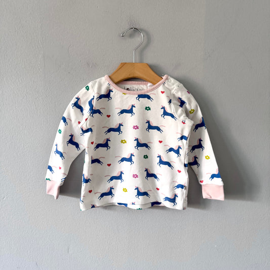 Lollidays	/ White x unicorn long sleeve top / 6-12M