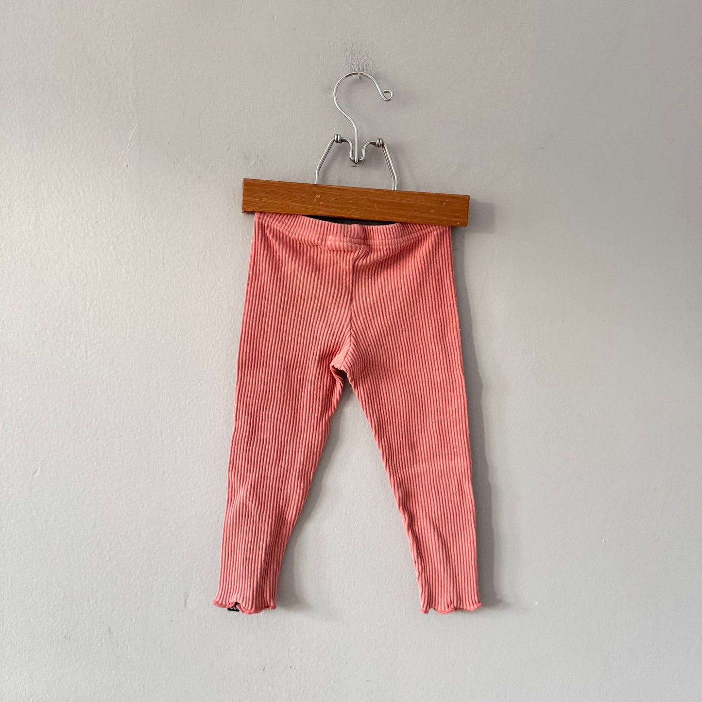 Deux par deux / Orange ribbed leggings / 2Y